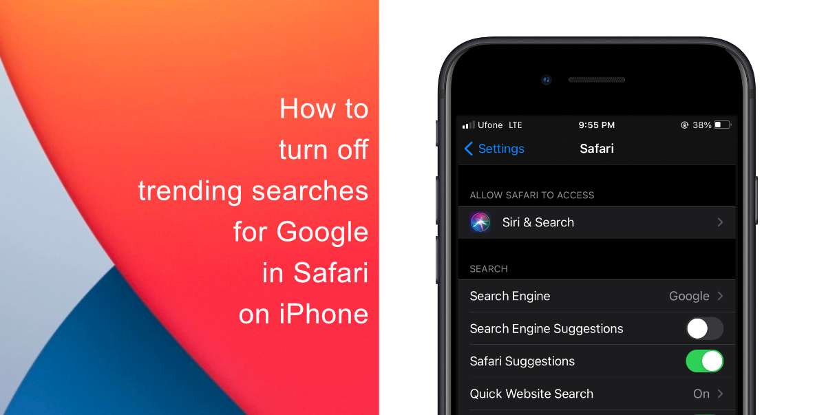How to turn off trending searches for Google in Safari on iPhone